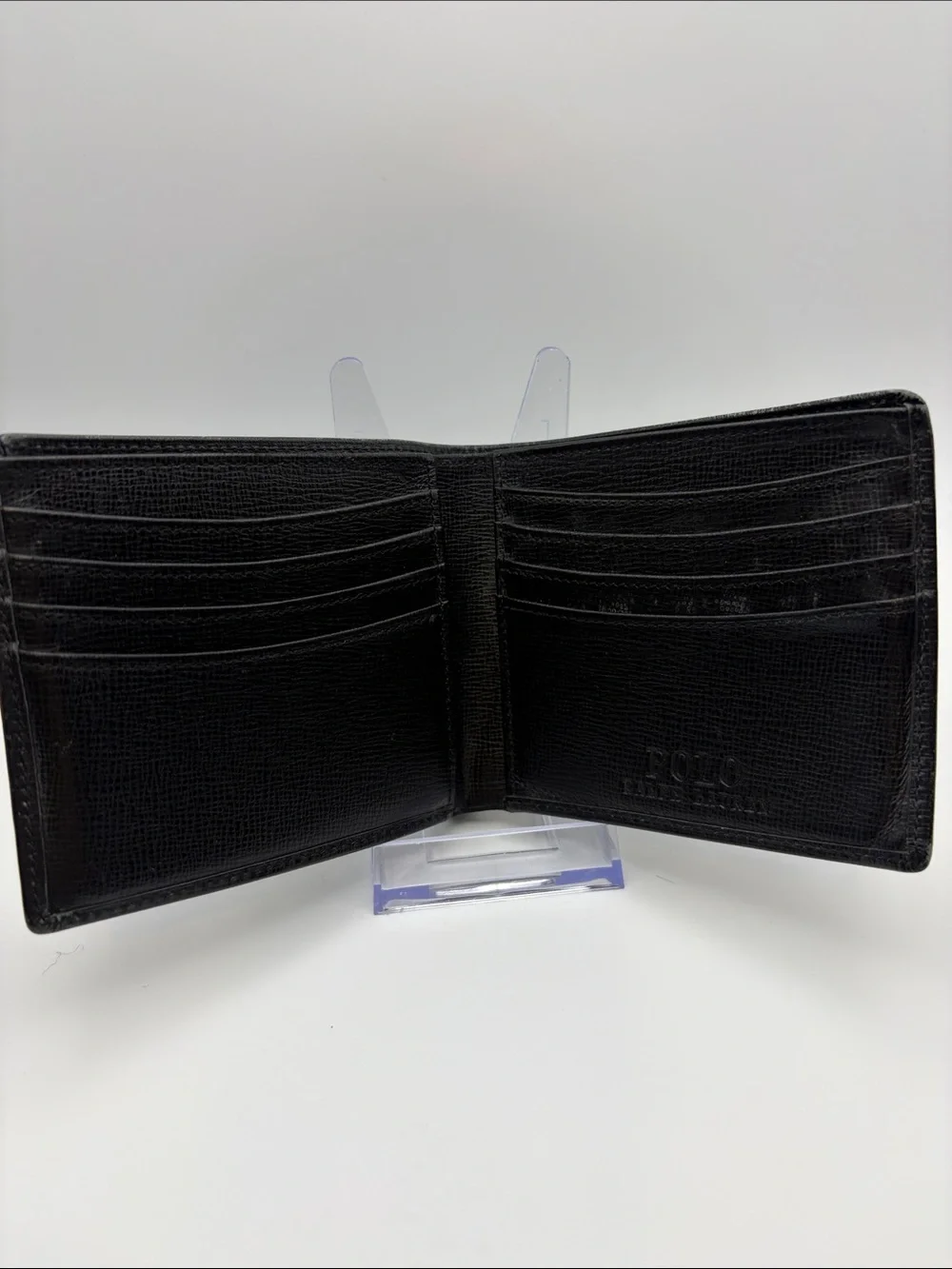 Black Leather Ralph Lauren Polo Men's Bi-Fold Wallet